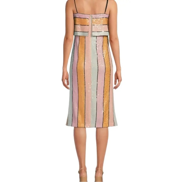 COPY - Gianni Bini | Alston Stripe Sequin Dress NWT size 6, 10 orange pink - Picture 4 of 11
